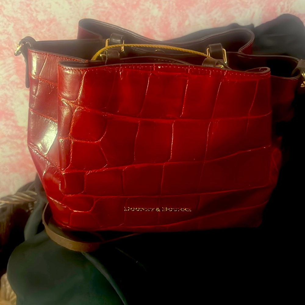 Beautiful, Dooney and Bourke crocodile Barlow satchel three compartments - Picture 5 of 16